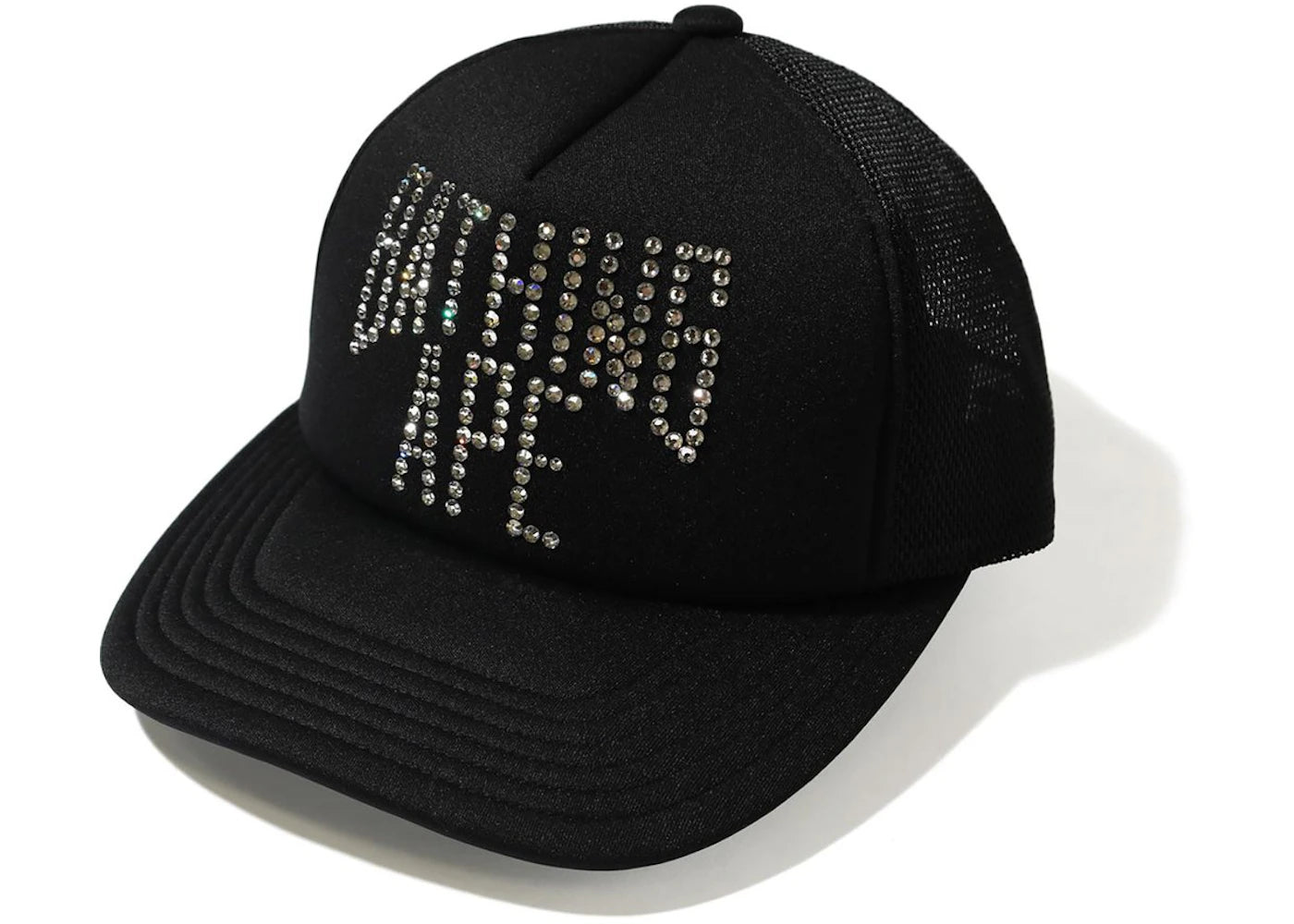 BAPE NYC Logo Crystal Stone Mesh Cap Black