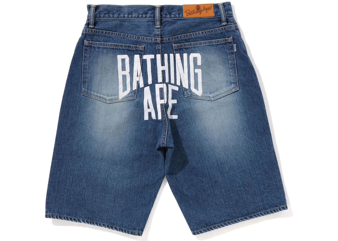 BAPE NYC Logo Denim Shorts Light Indigo