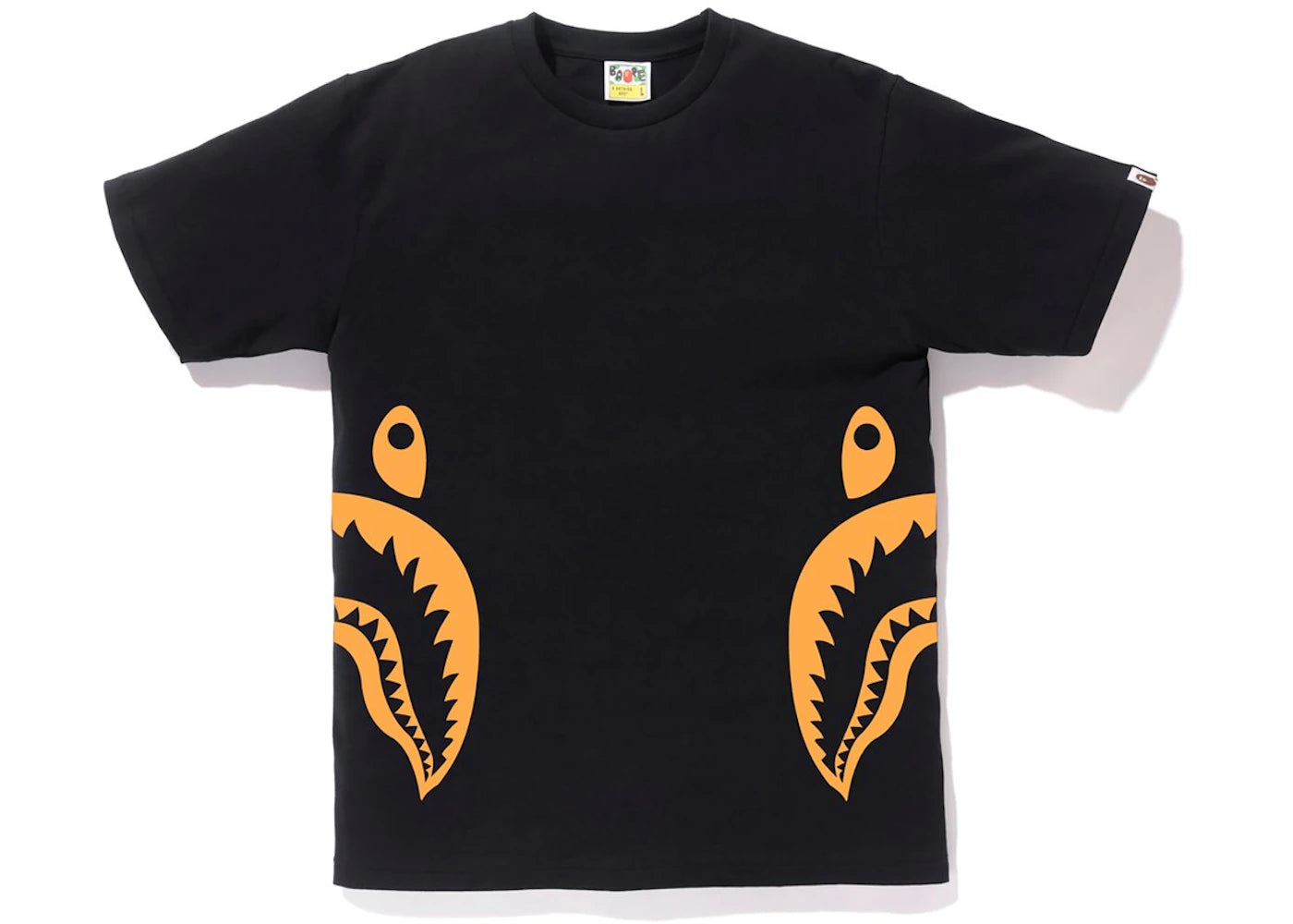 BAPE Neon Bicolor Side Shark Tee Black/Orange