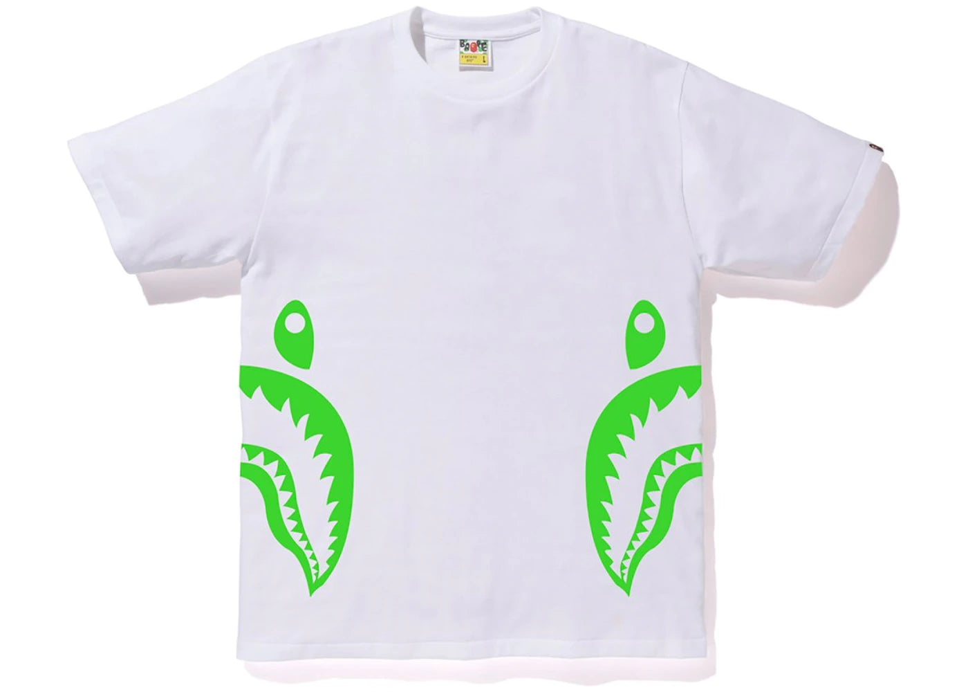 BAPE Neon Bicolor Side Shark Tee White/Green