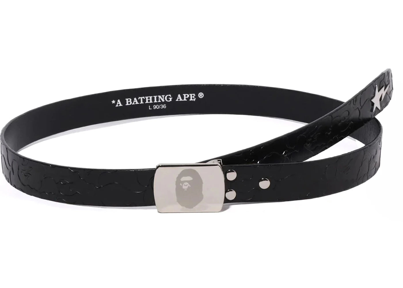 BAPE Neon Camo Narrow Leather Belt Black