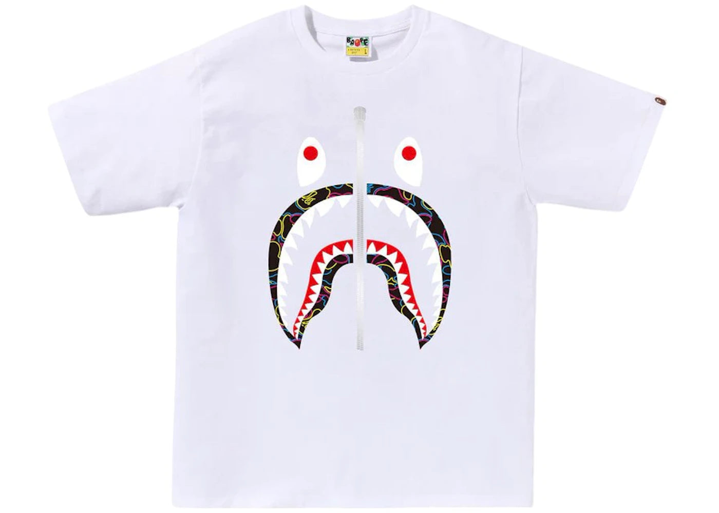 BAPE Neon Camo Shark Tee White