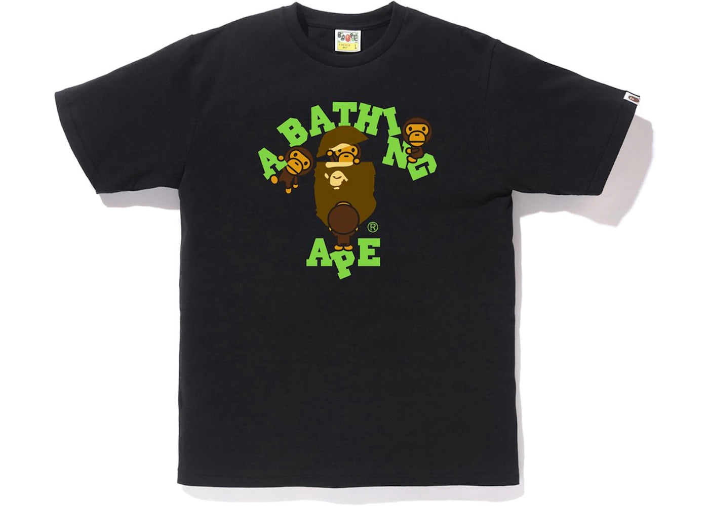 BAPE Neon College Milo Tee Black