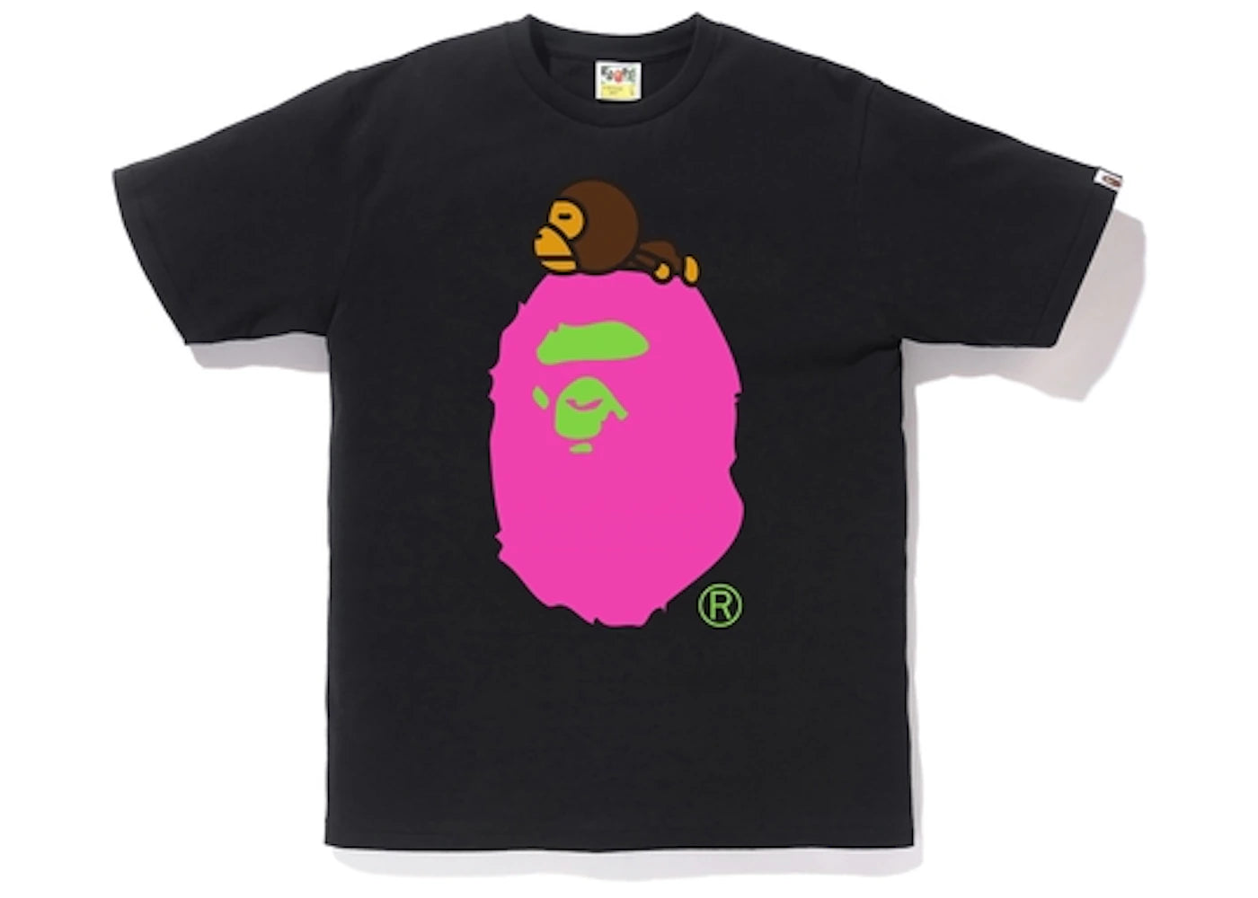 BAPE Neon Milo On Big Ape Tee Black