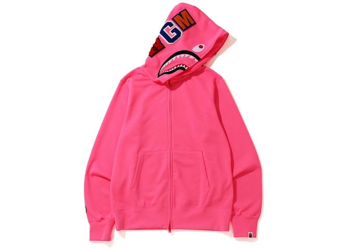 BAPE Neon Shark Full Zip Hoodie Pink