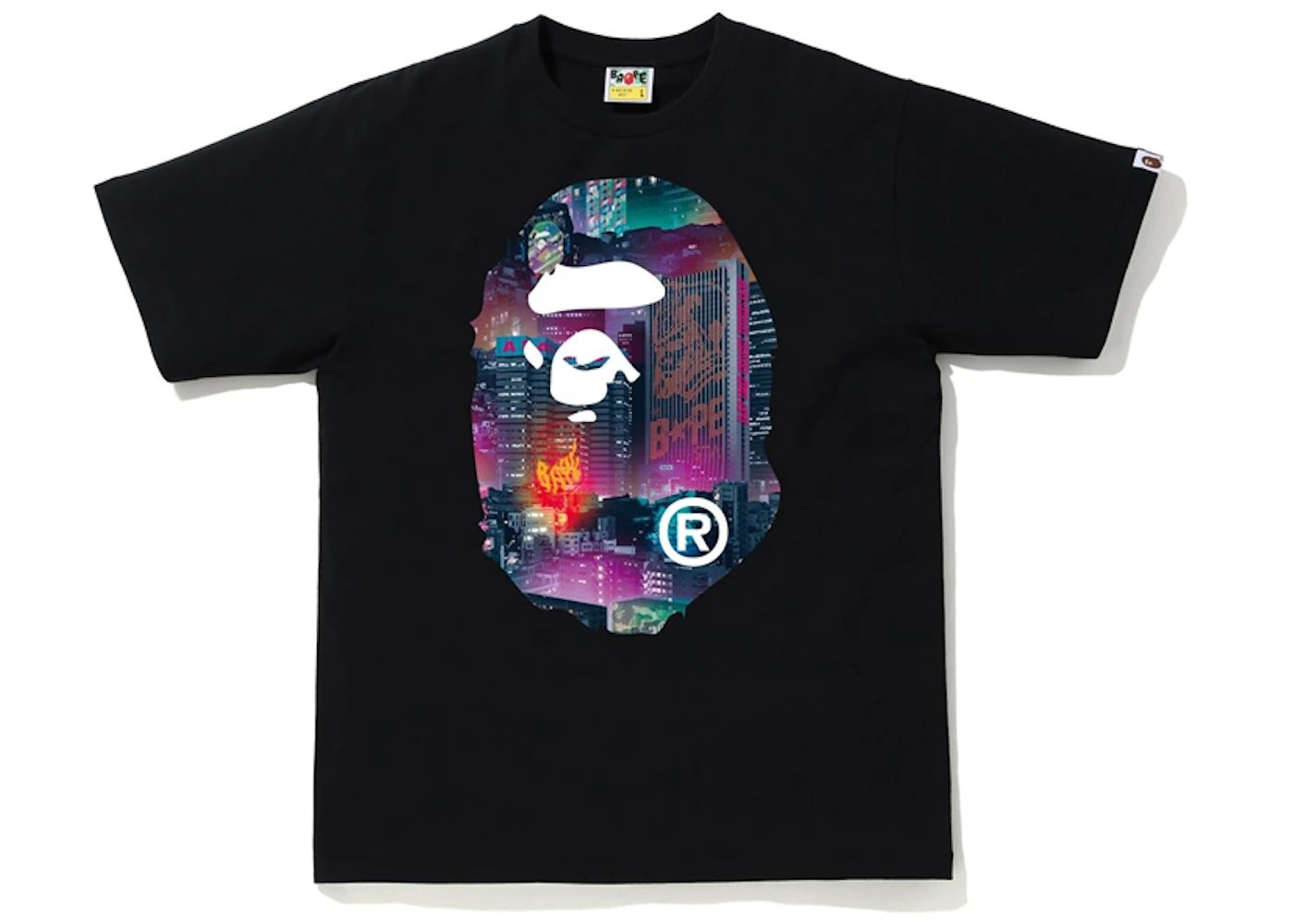 BAPE Neon Tokyo Big Ape Head Tee Black