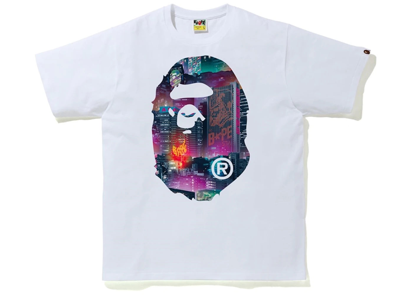 BAPE Neon Tokyo Big Ape Head Tee White