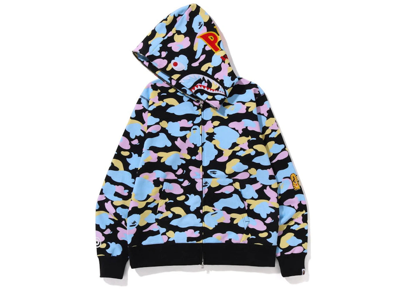 BAPE New Multi Camo 2nd Shark Full Zip Hoodie Black