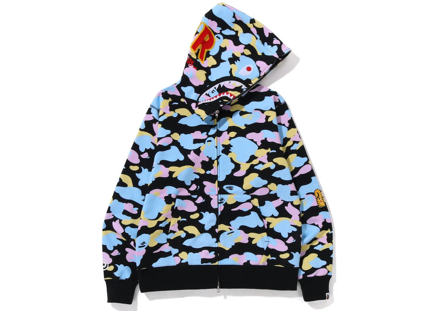 BAPE New Multi Camo 2nd Shark Full Zip Hoodie Black