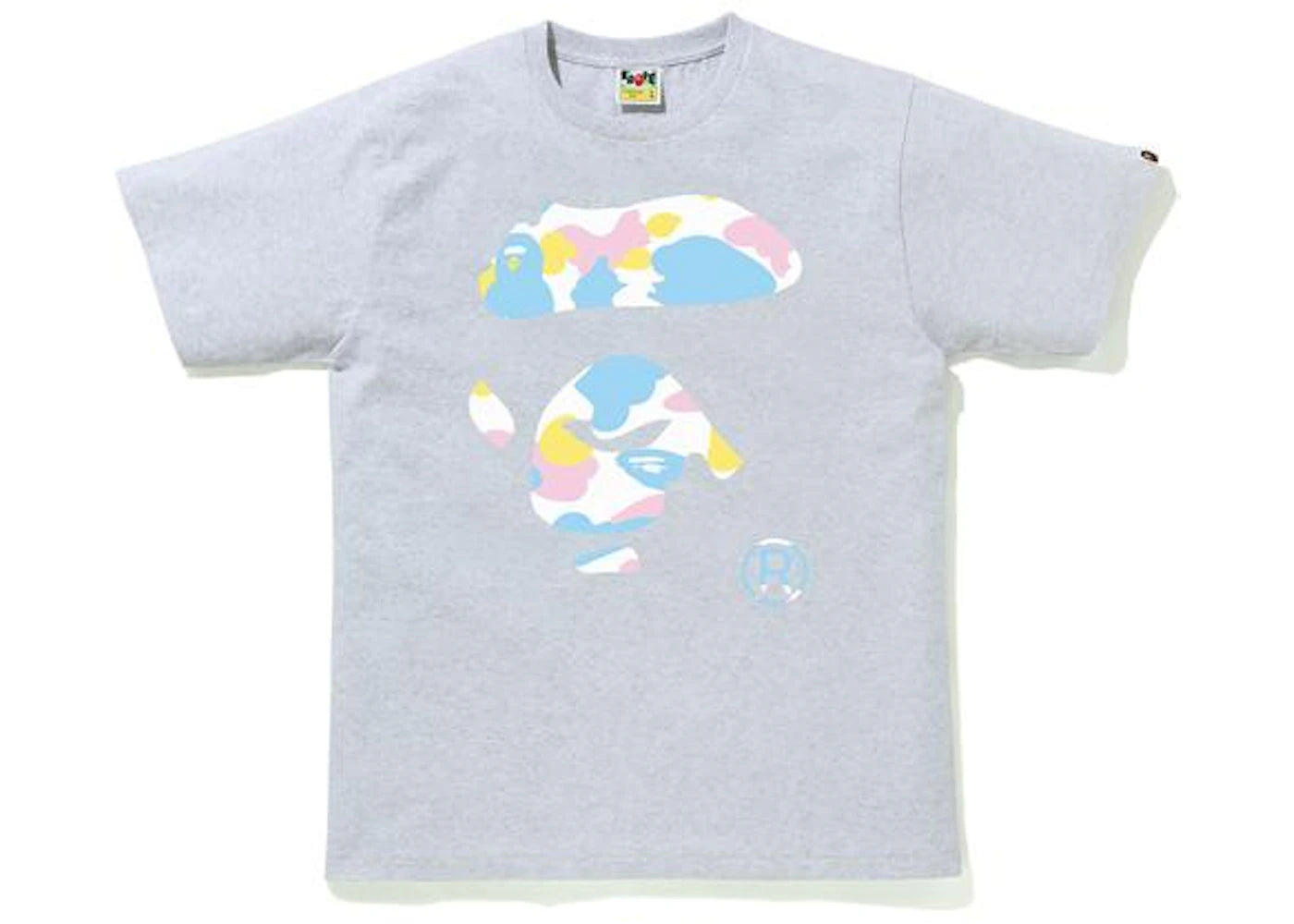 BAPE New Multi Camo Ape Face Tee Gray