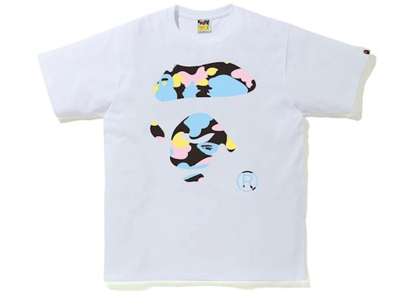 BAPE New Multi Camo Ape Face Tee White