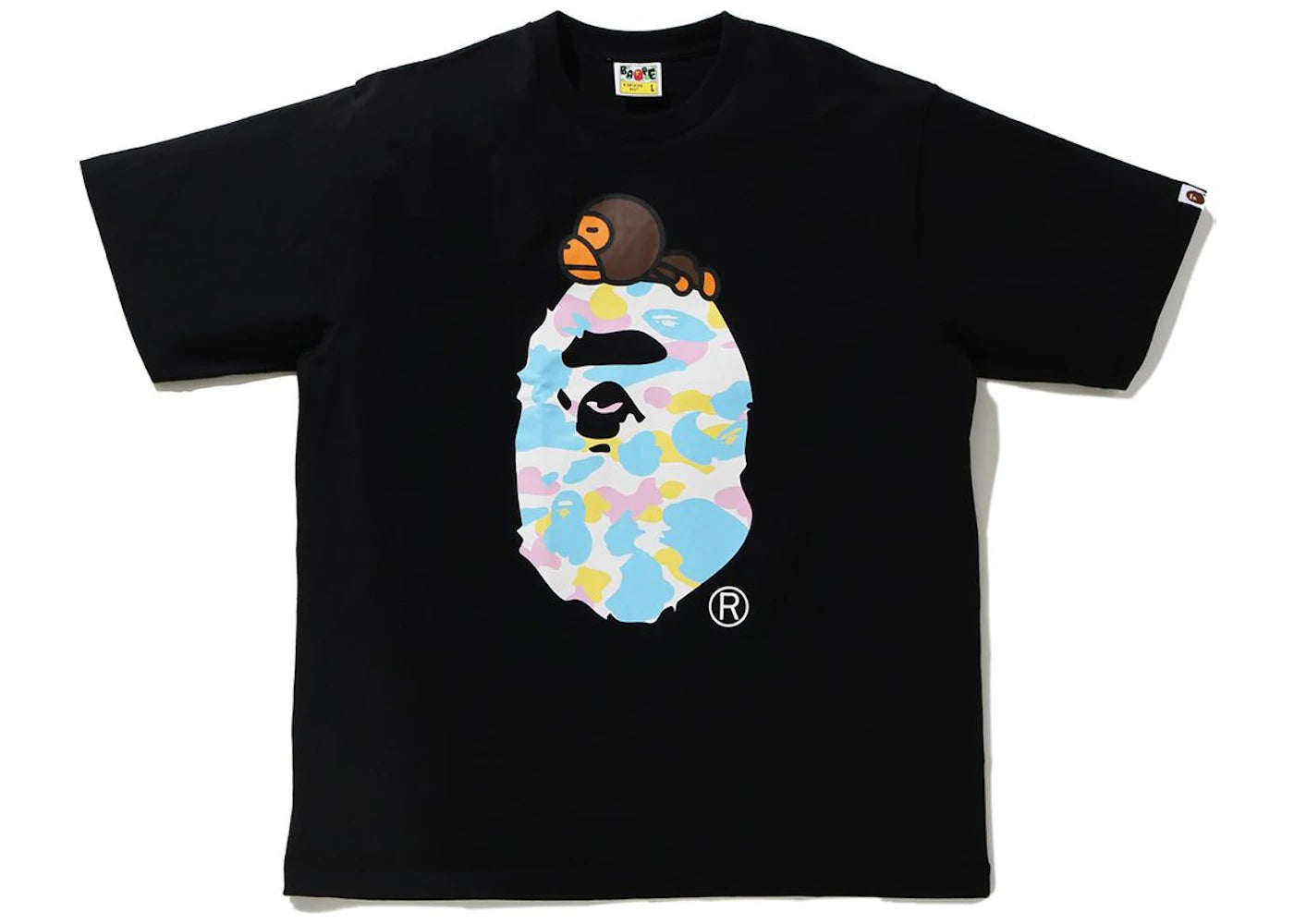 BAPE New Multi Camo Milo On Ape Relaxed Tee Black