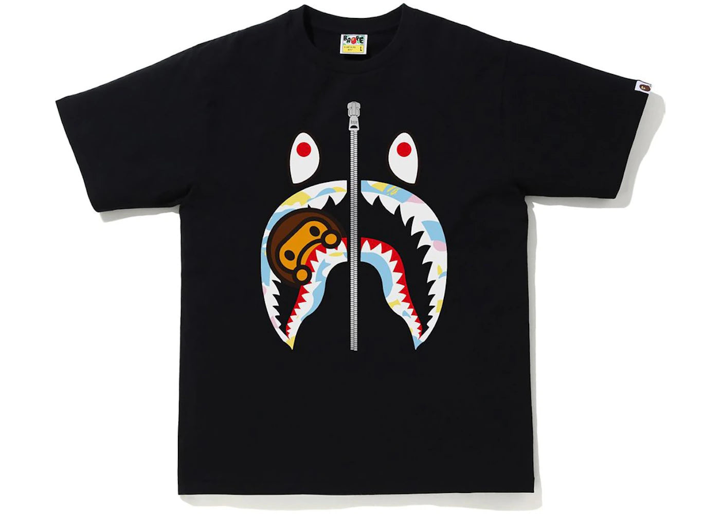 BAPE Multi Camo Milo Shark Tee Black