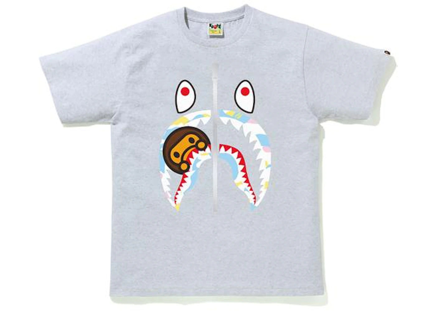 BAPE Multi Camo Milo Shark Tee Gray