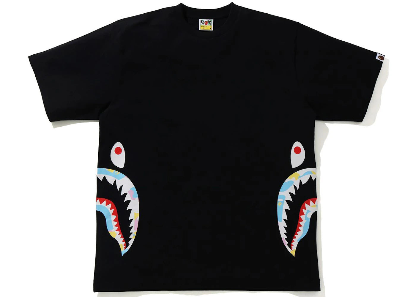 BAPE New Multi Camo Side Shark Relaxed Tee Black