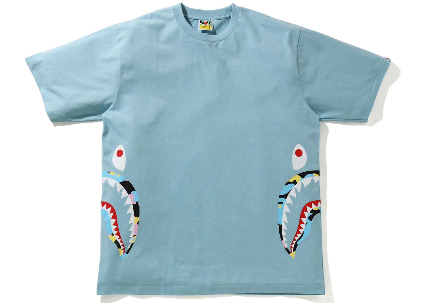 BAPE New Multi Camo Side Shark Relaxed Tee Blue
