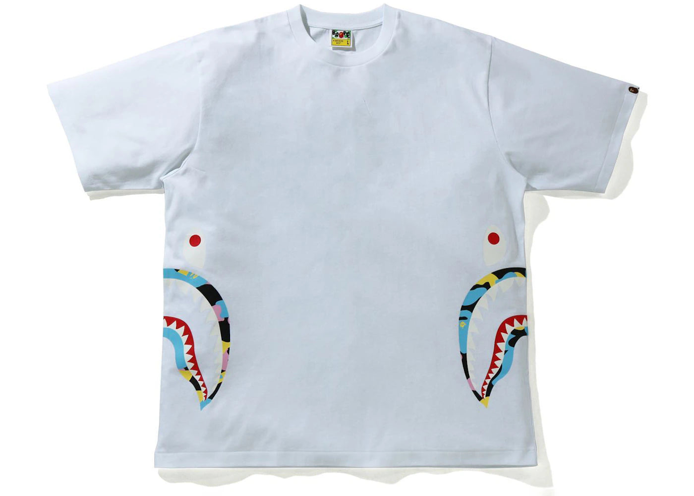 BAPE New Multi Camo Side Shark Relaxed Tee White