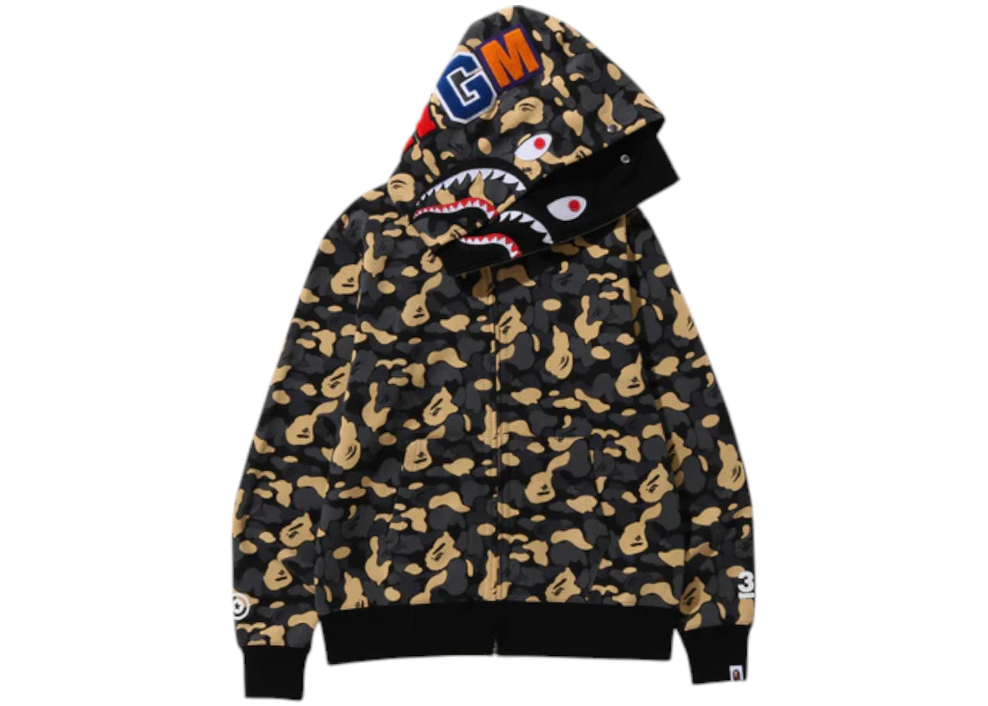 BAPE New York Madison Avenue 3rd Anniversary Double Shark Hoodie Multicolor
