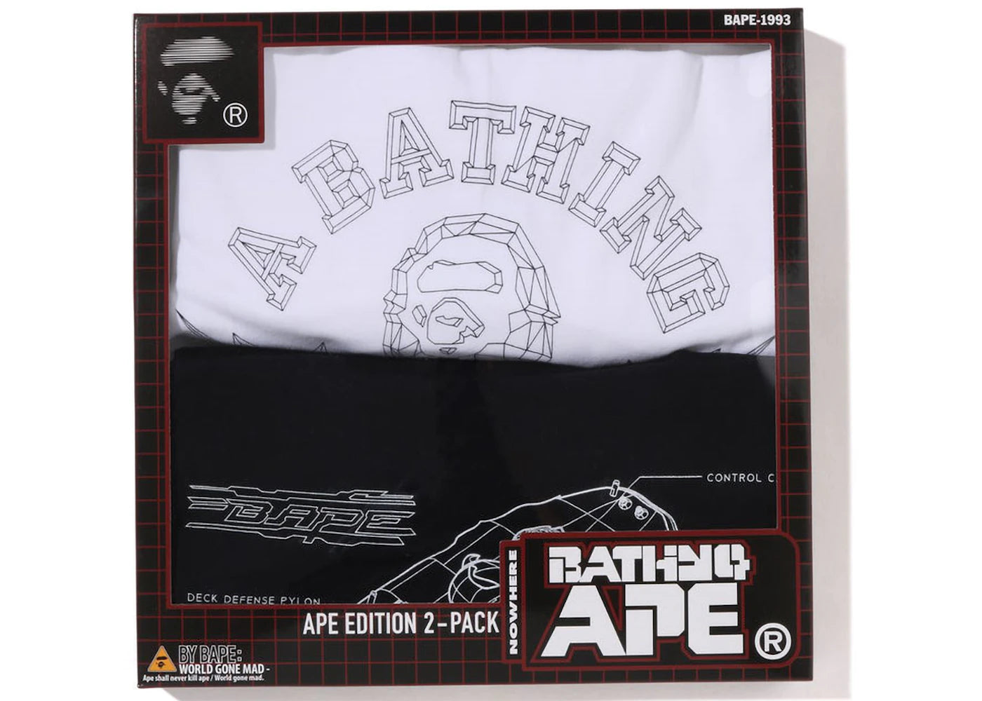 BAPE Package Box #2 Tee (Set of 2) Black White