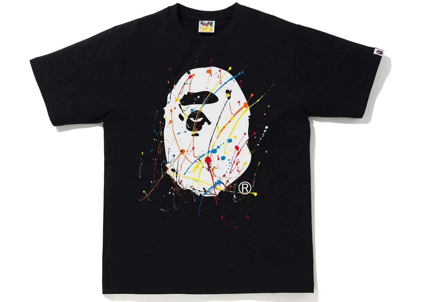 BAPE Paint Splatter Ape Head Tee Black