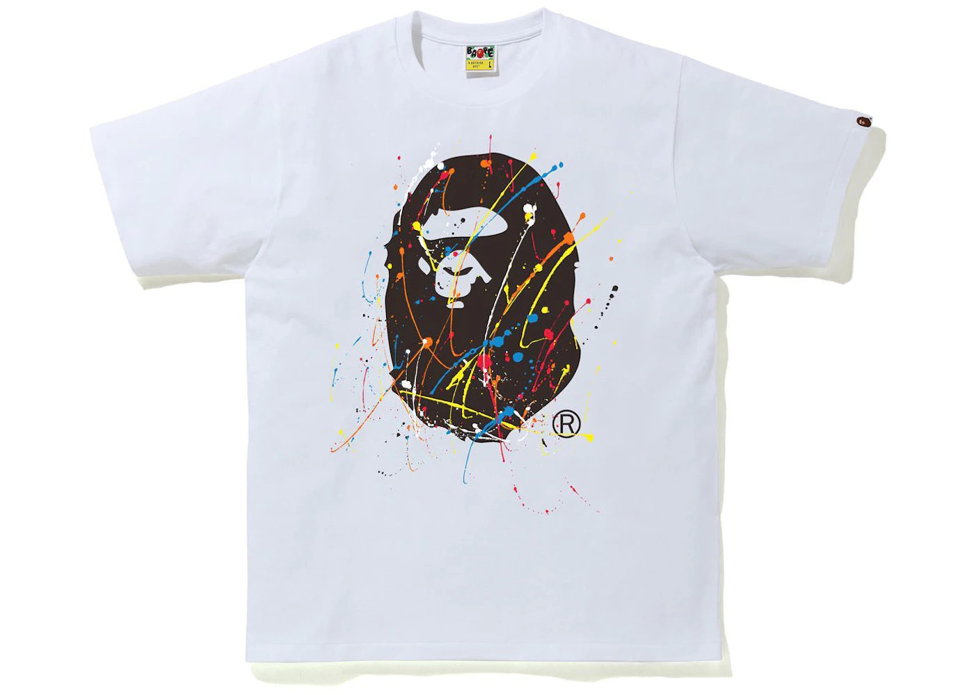 BAPE Paint Splatter Ape Head Tee White