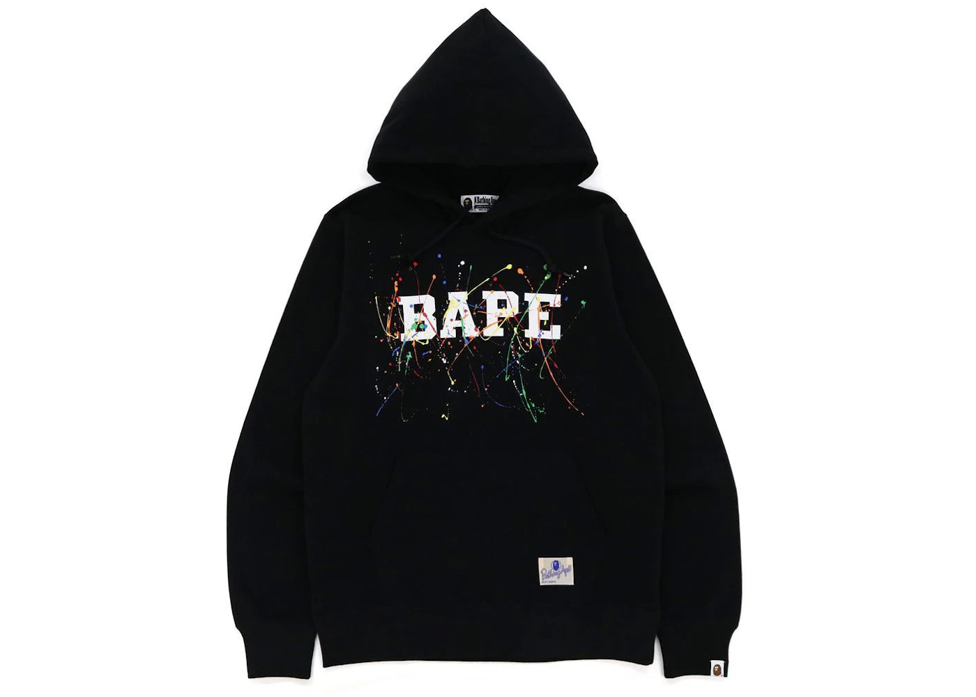 BAPE Paint Splatter Pullover Hoodie Black