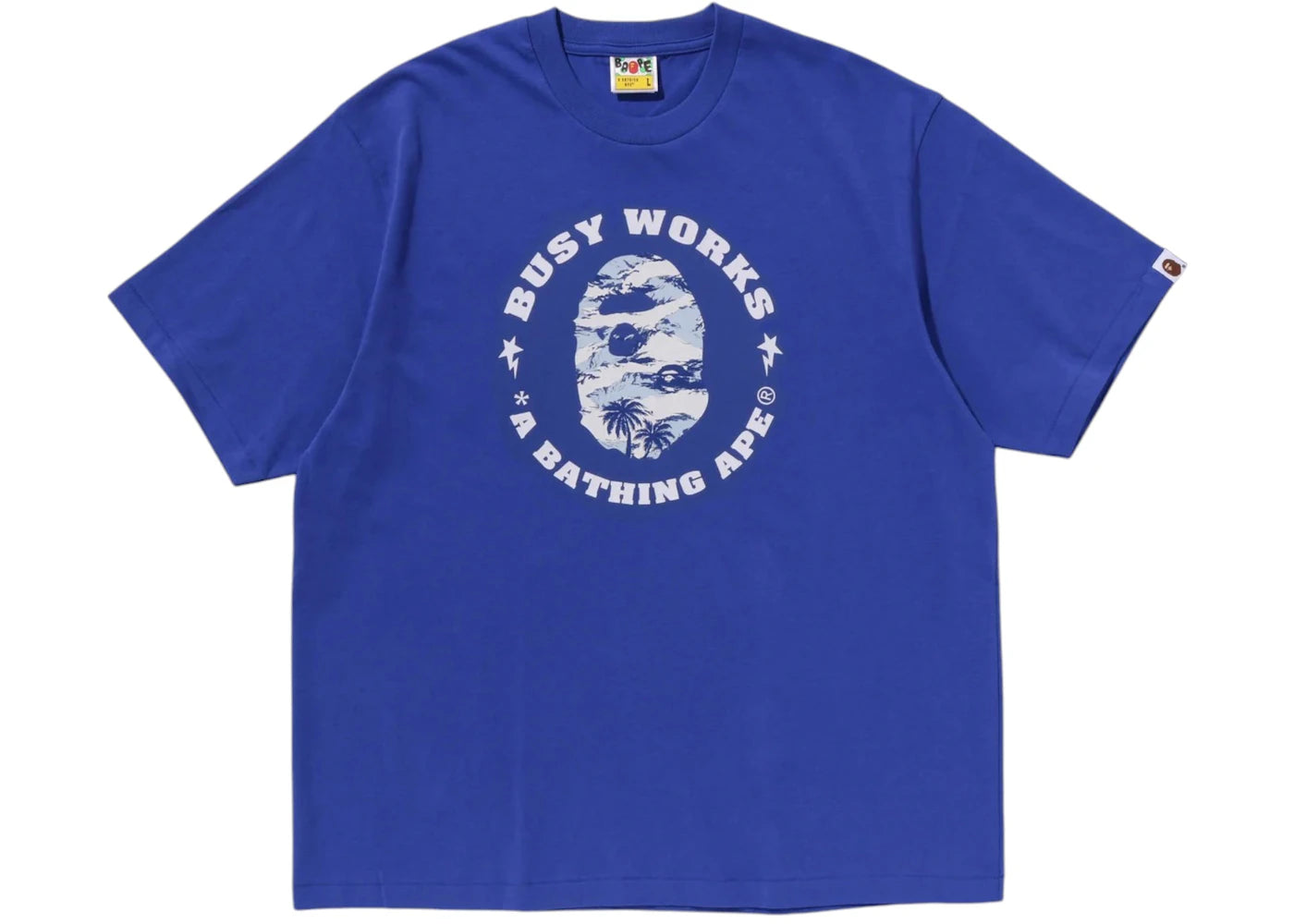 BAPE Palm Tree Camo Busy Works Sta Relaxed Fit Tee Blue