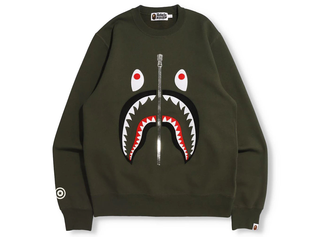 BAPE Patched Shark Crewneck Olivedrab