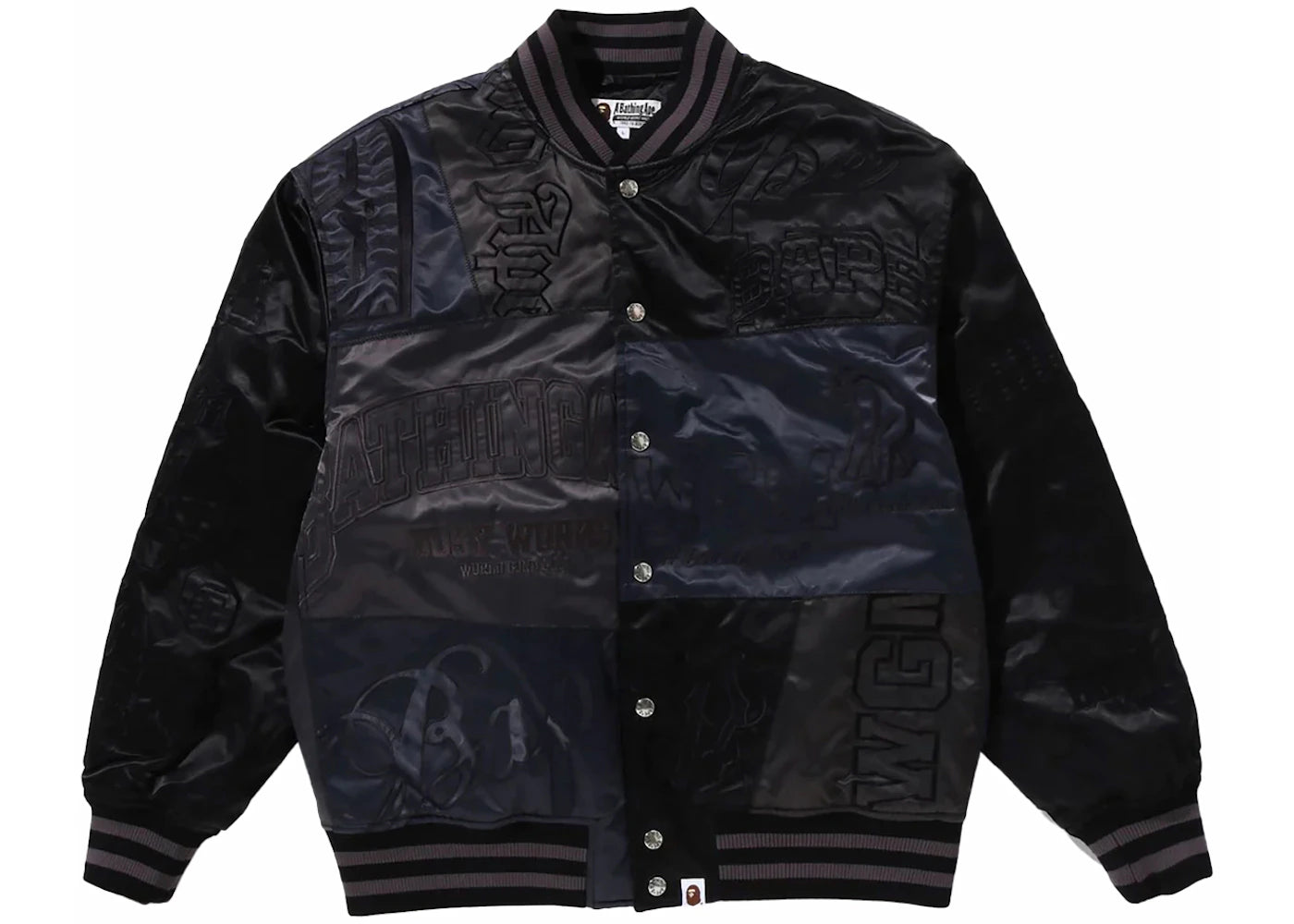 BAPE Patchwork Varsity Jacket Black