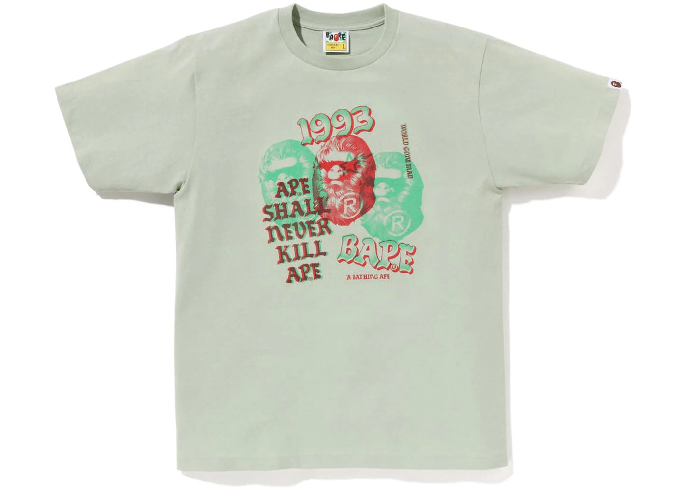 BAPE Pigment Three Ape Head Tee Green