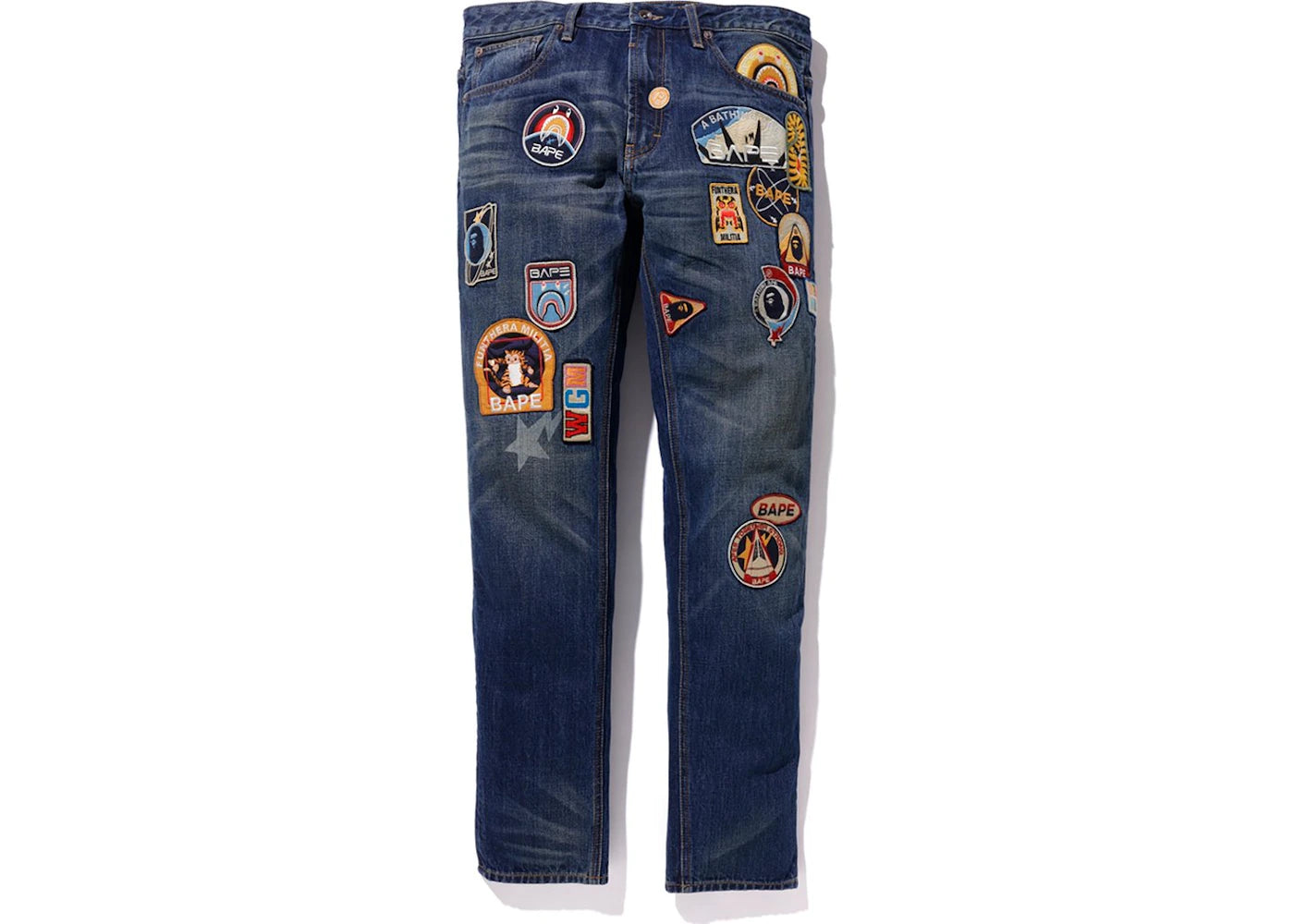 BAPE Slim Fit Crazy Patch Jeans Indigo