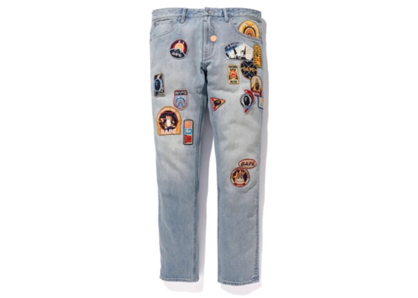 BAPE Slim Fit Crazy Patch Jeans Light Blue