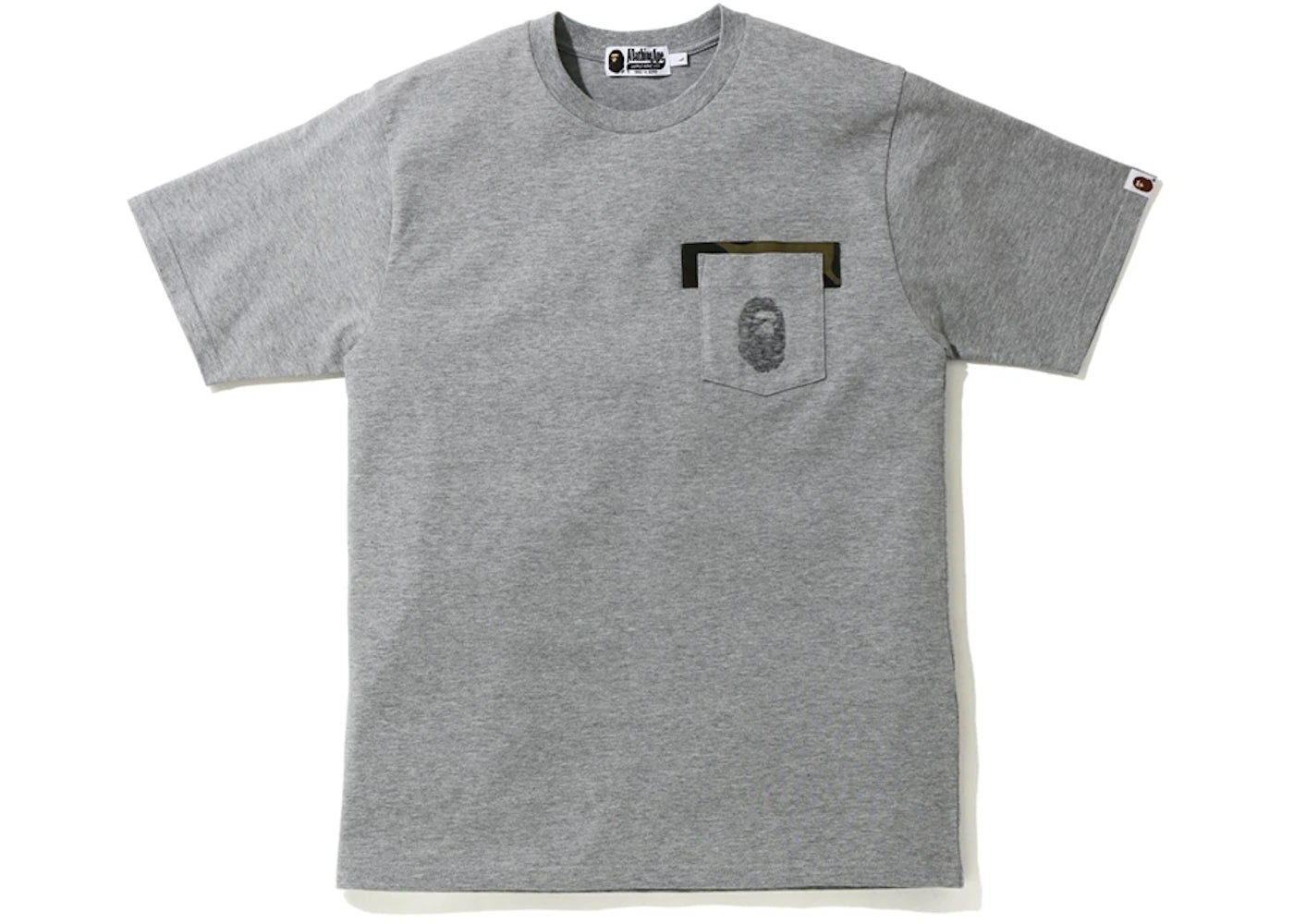 BAPE Reverse Ape Head Pocket Tee Grey