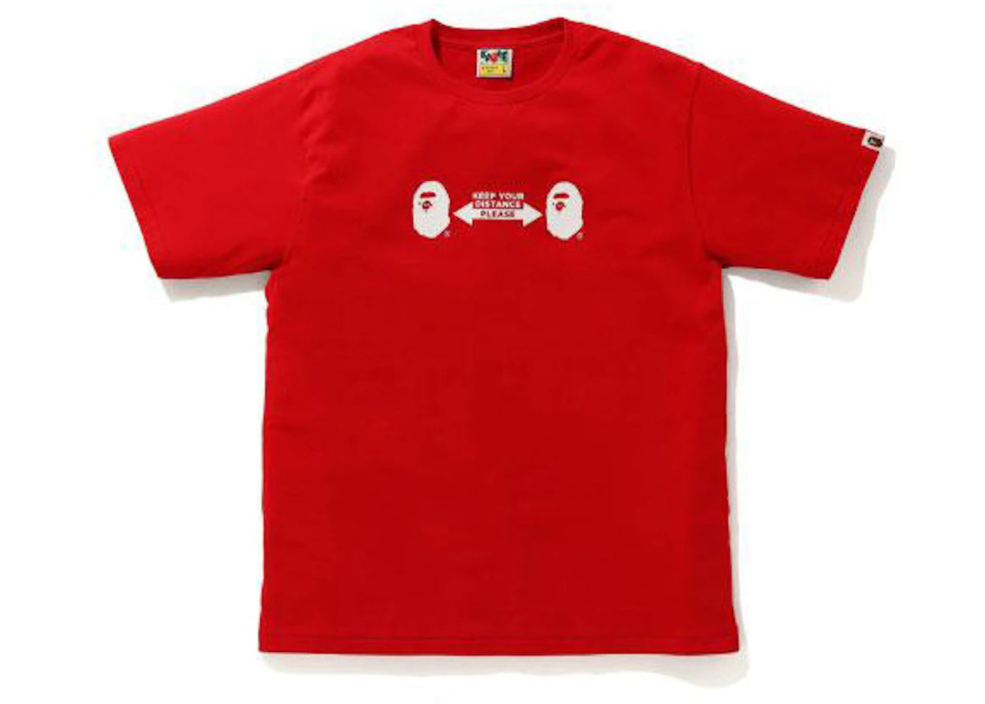 BAPE SOCIAL DISTANCE Ape Head Tee Red