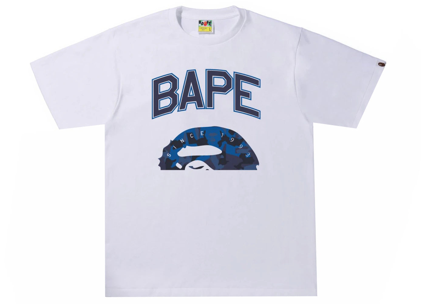 BAPE Sand Camo Half Ape Head Tee White/Navy