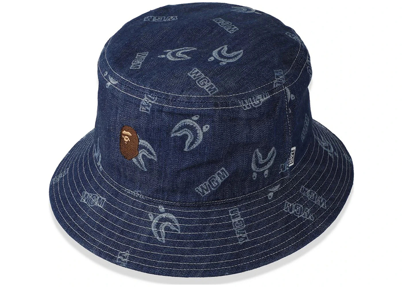 BAPE Shark Pattern Denim Bucket Hat Indigo
