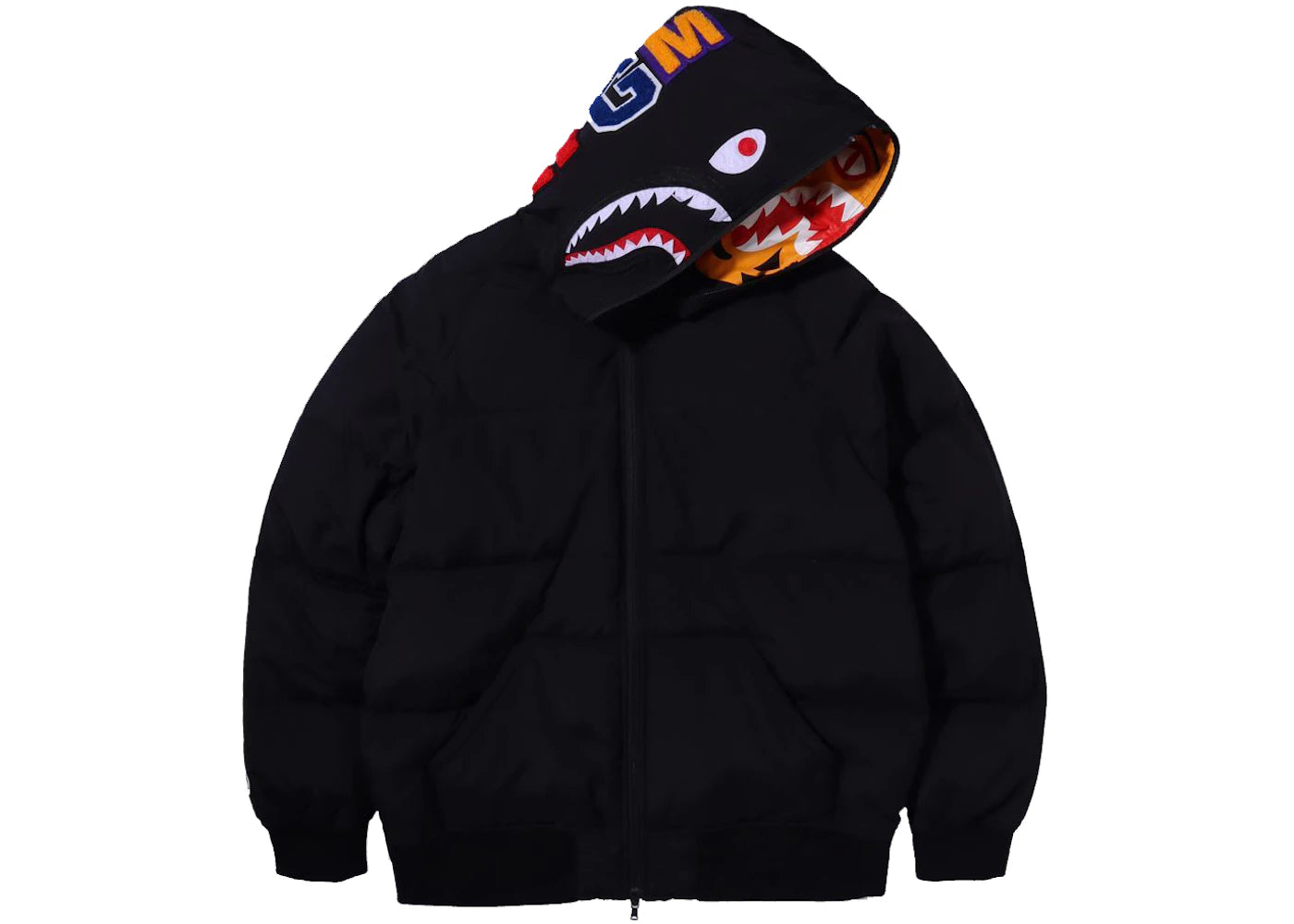 BAPE Shark x Tiger Hoodie Down Jacket Black