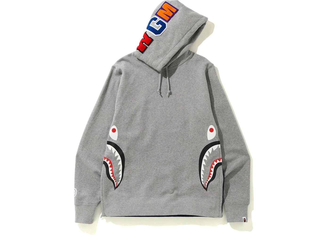 BAPE Side Zip Shark Wide Pullover Hoodie Grey/Blue
