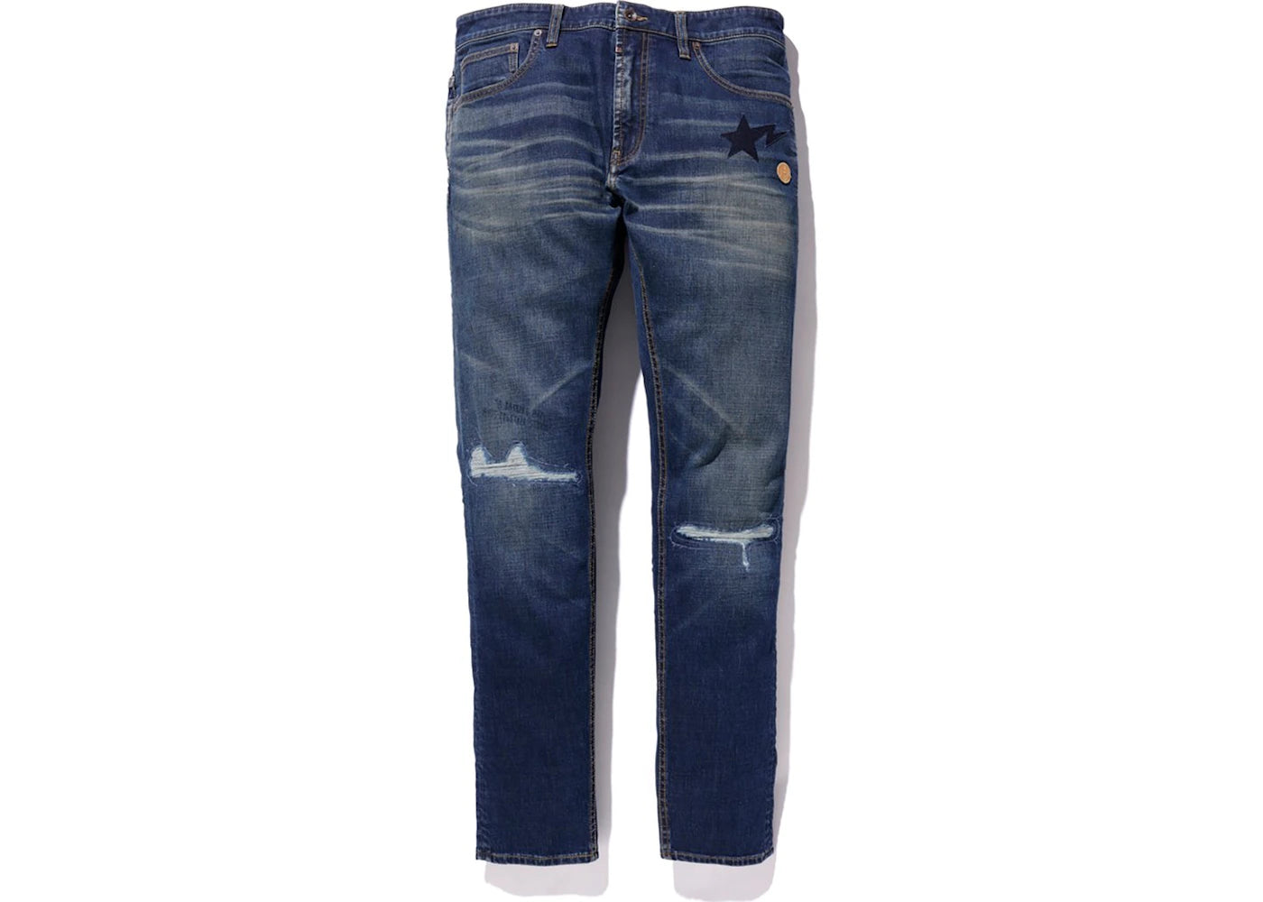 BAPE Skinny Damaged Jeans Indigo