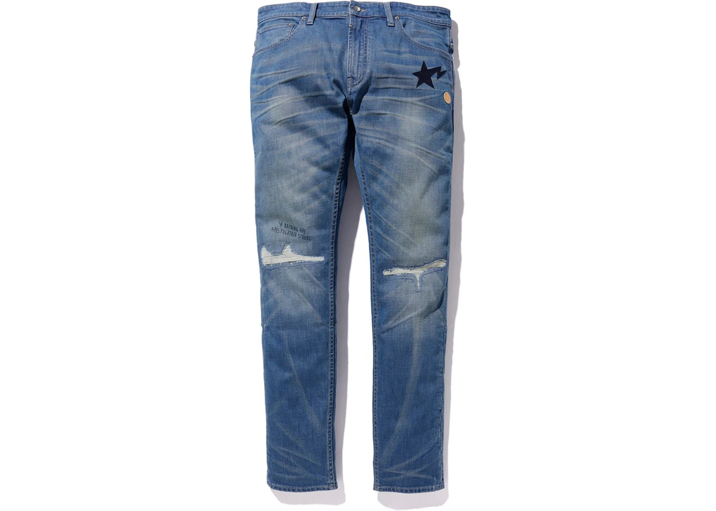 BAPE Skinny Damaged Jeans Light Indigo