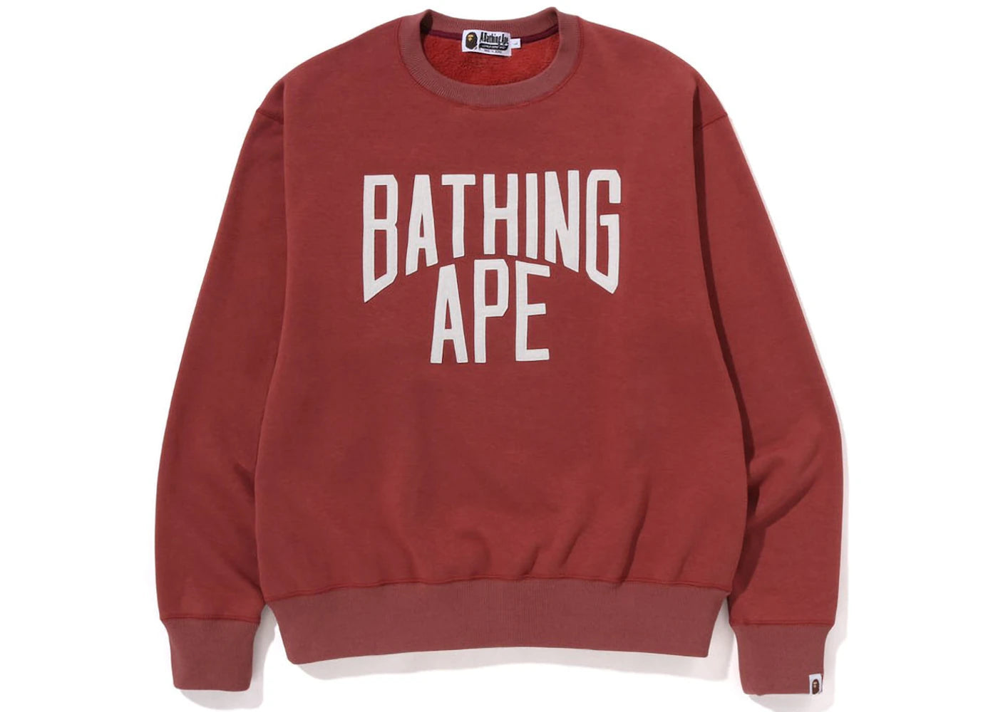 BAPE Smooth NYC Logo Relaxed Fit Crewneck Burgundy