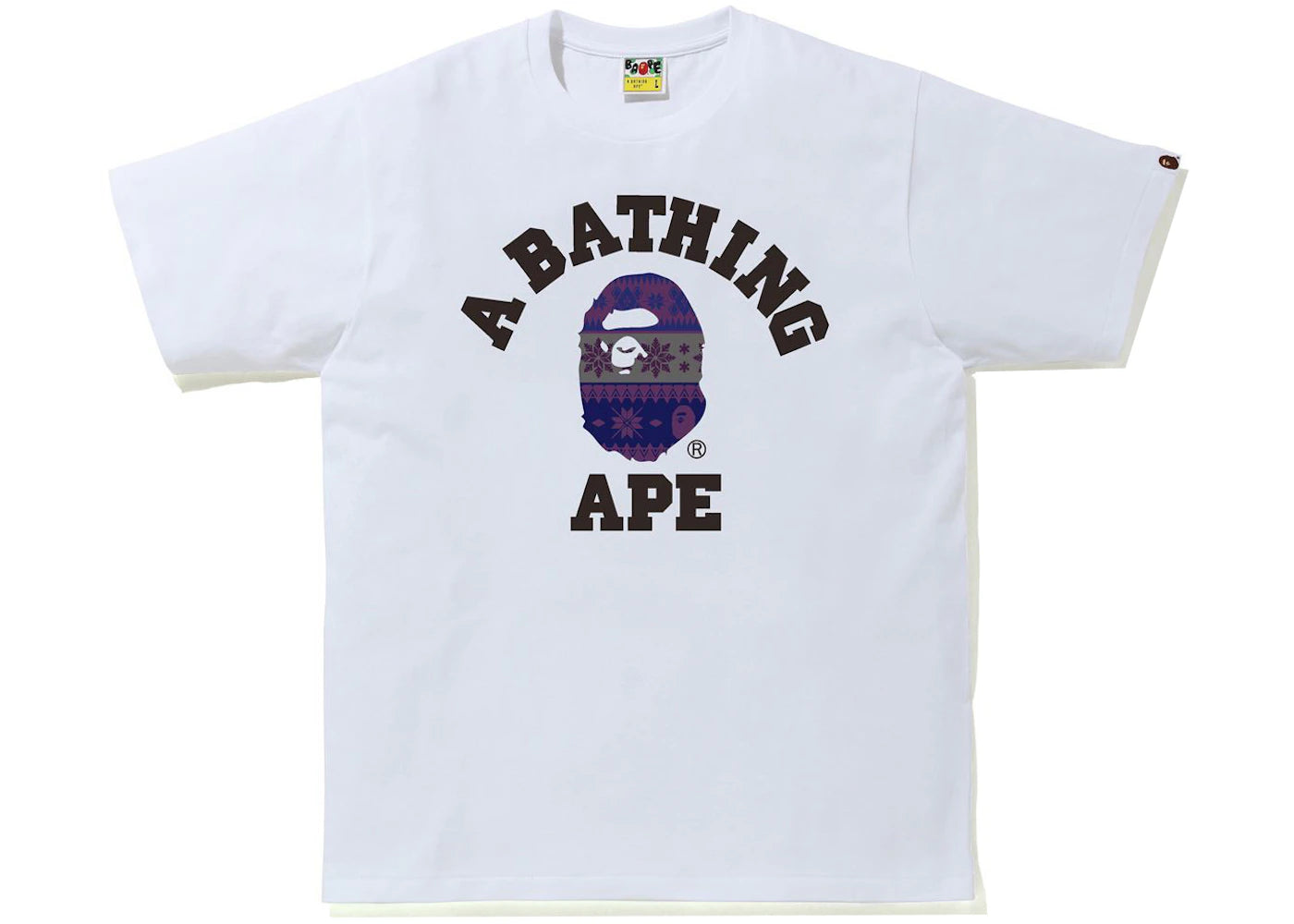 BAPE Snow Pattern College Tee White/Purple