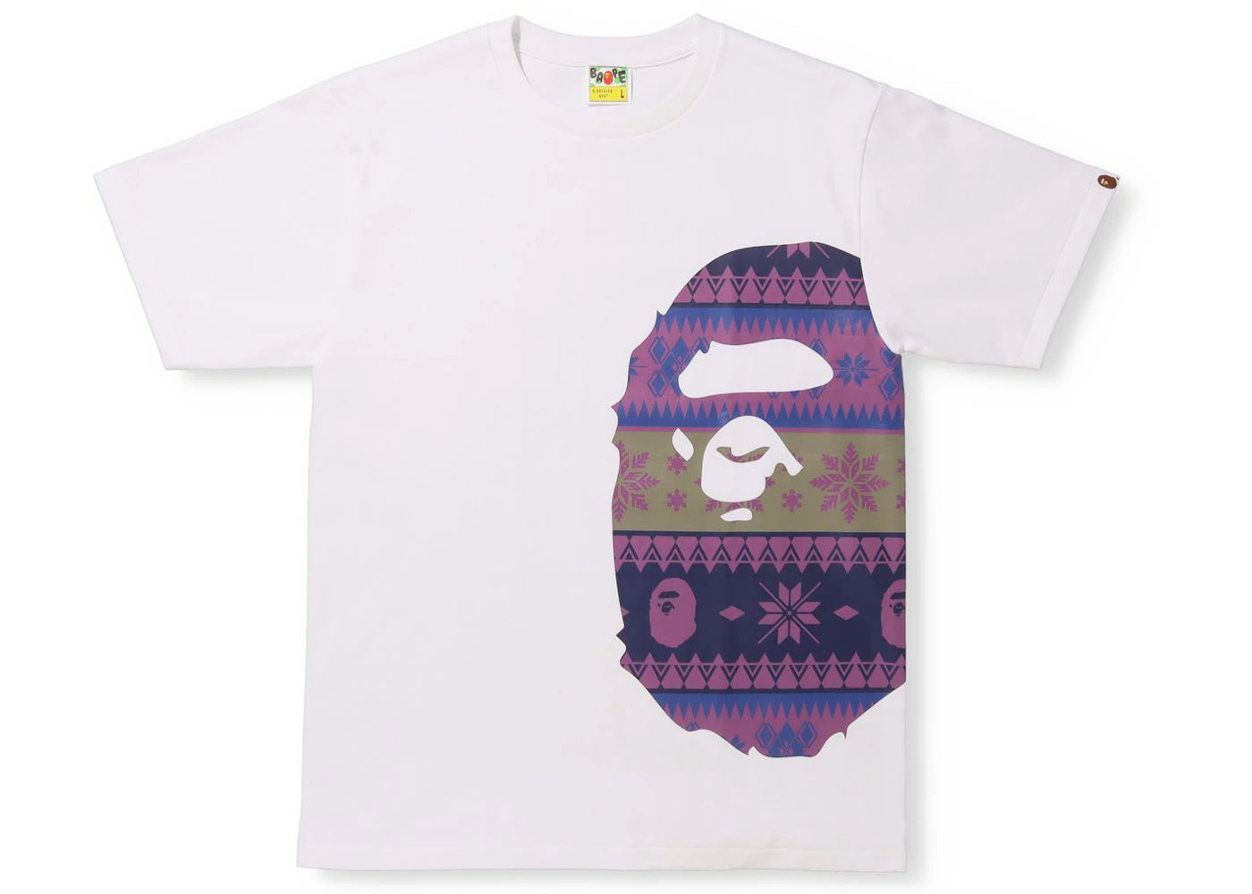 BAPE Snow Pattern Side Big Ape Head Tee White/Purple