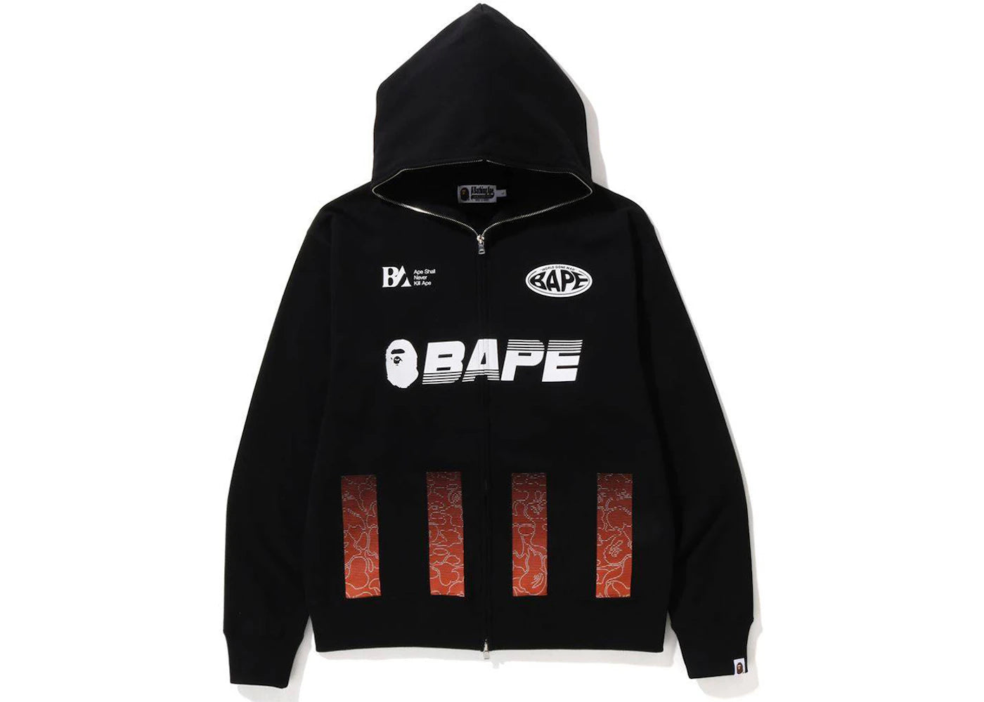 BAPE Soccer Game Graphic Relaxed Fit Full Zip Hoodie Black