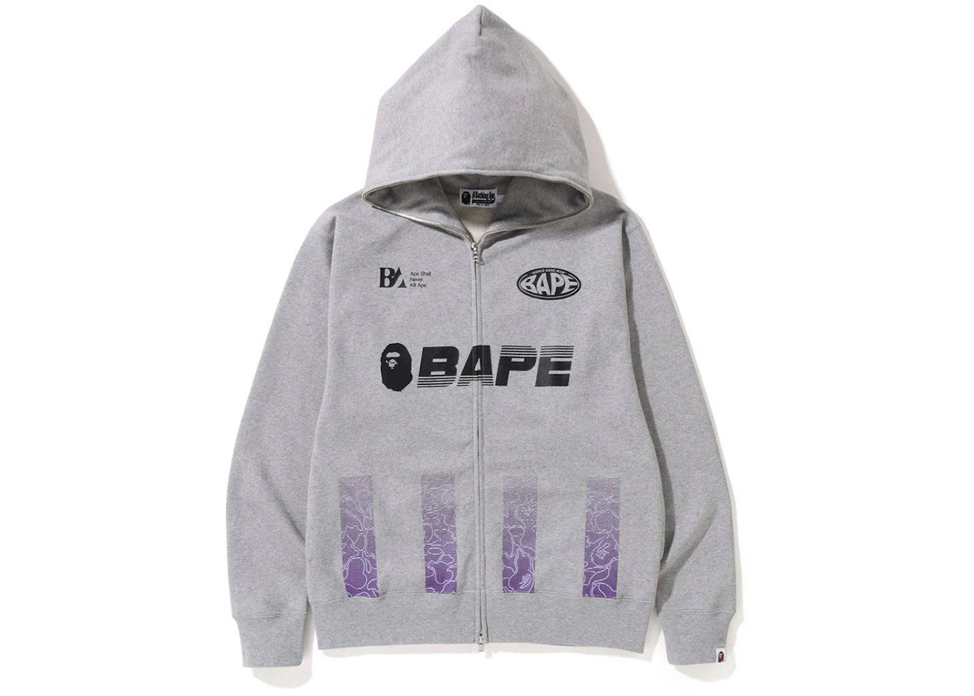 BAPE Soccer Game Graphic Relaxed Fit Full Zip Hoodie Grey