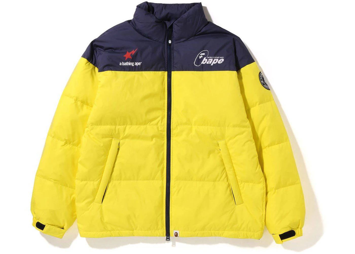 BAPE Soccer Game Relaxed Fit Down Jacket Yellow