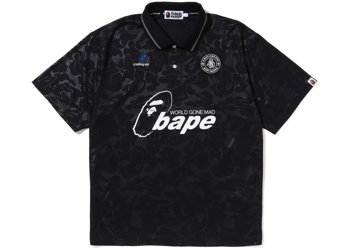 BAPE Soccer Game Relaxed Fit Polo Black