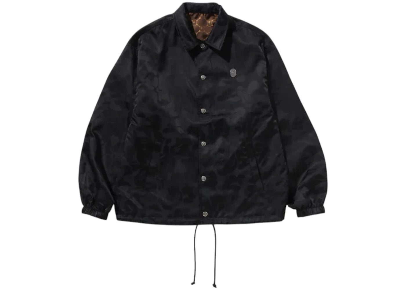 BAPE Solid Camo Jacquard Nylon Reversible Coach Jacket Black