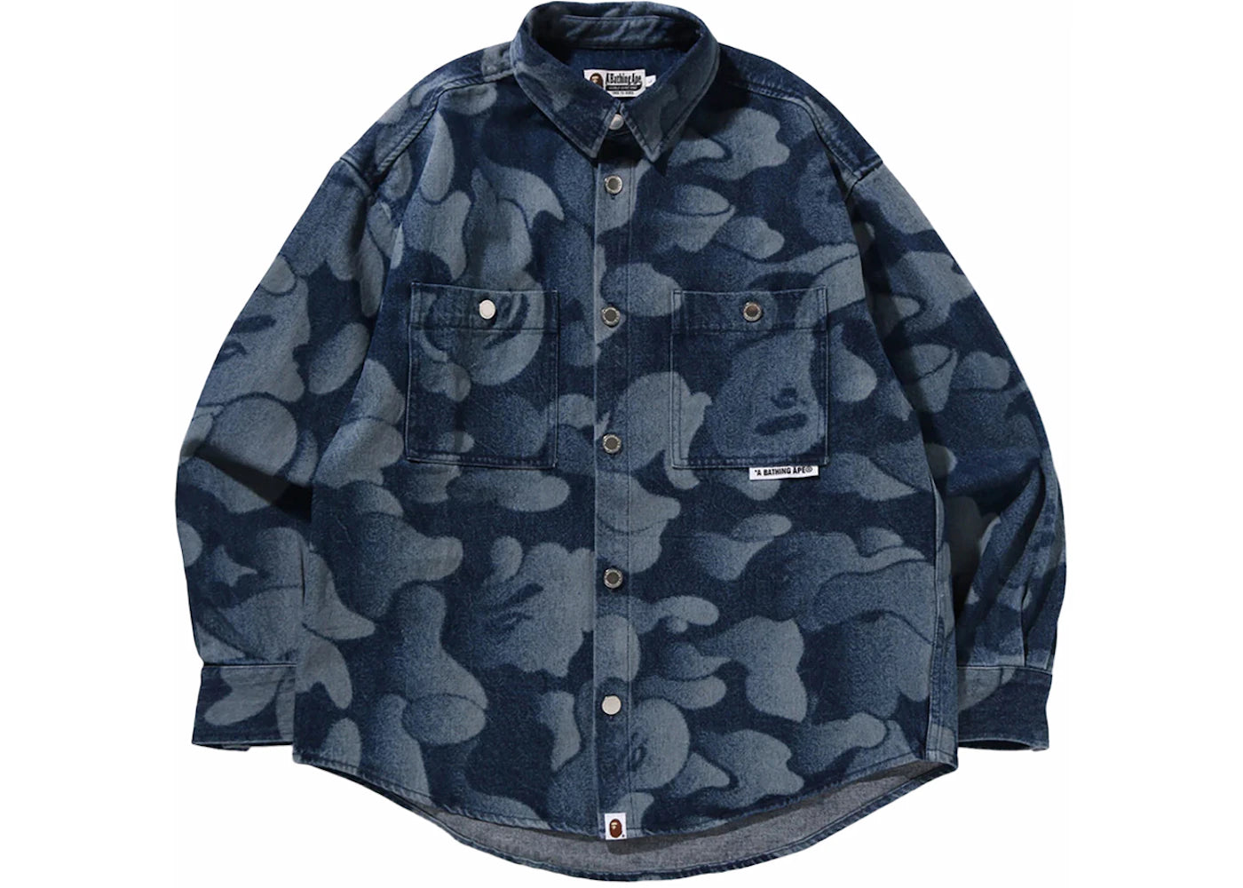 BAPE Solid Camo Laser Work Denim Shirt Indigo
