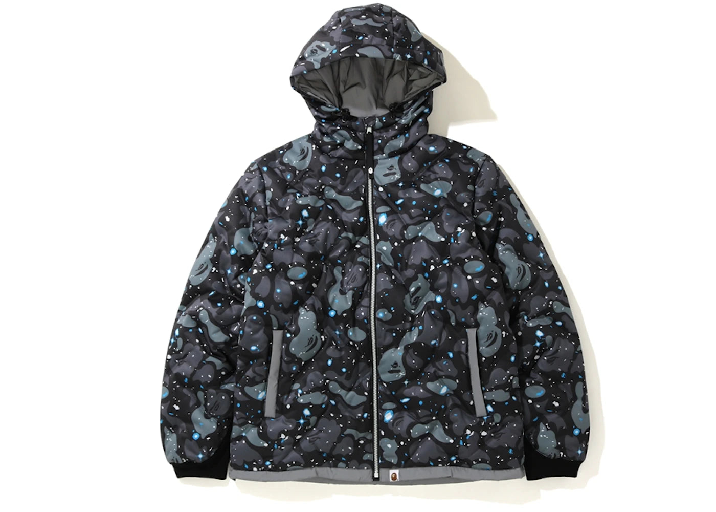 BAPE Space Camo Hoodie Down Jacket Black